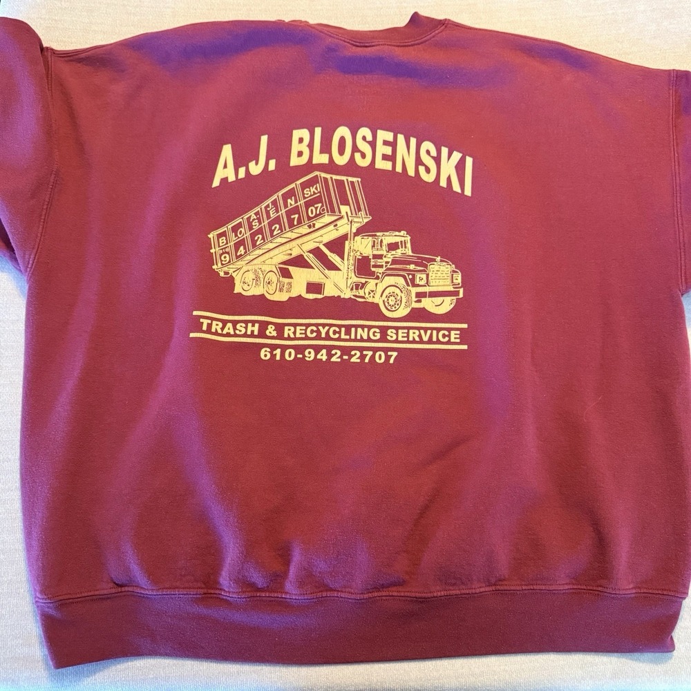 AJ Blosenski Sweatshirt 3XL Trash Recycling Truck Graphic Workwear Advertisement